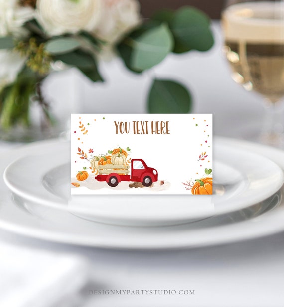 Editable Pumpkin Food Labels Pumpkin Truck Birthday Place Card Fall Harvest Autumn Tent Card Pumpkin Shower Neutral Printable Template 0153 Il_570xn
