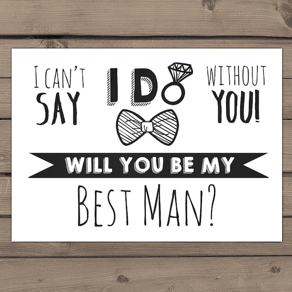 Best Man Invitation Will You Be My Best Man Bow tie Groomsmen Invitation Black White Best man card 5x7 Instant download Digital PRINTABLE Il_570xn