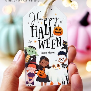 Editable Happy Halloween Gift Tags Trick Or Treat Favor Tags Ghost Treat Tag Personalized Download Printable Template Digital 0261 0473 0009