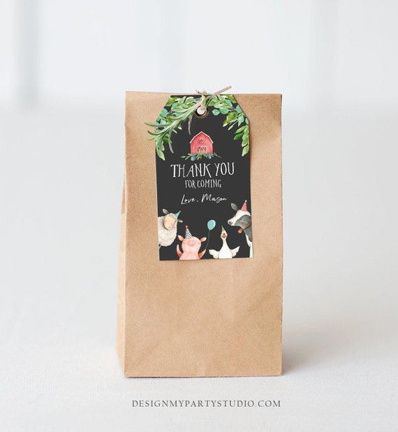 Editable Farm Favor Tags Tags Boy Farm Birthday Thank you tags Barnyard ...