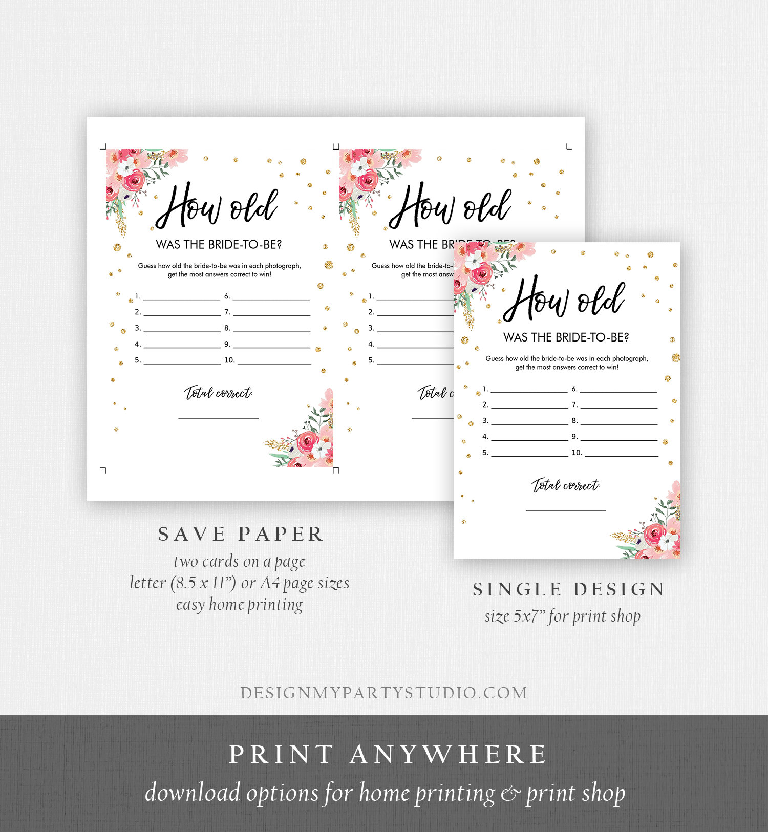 Editable How Old Was the Bride-to-be Bridal Shower Game | Etsy
