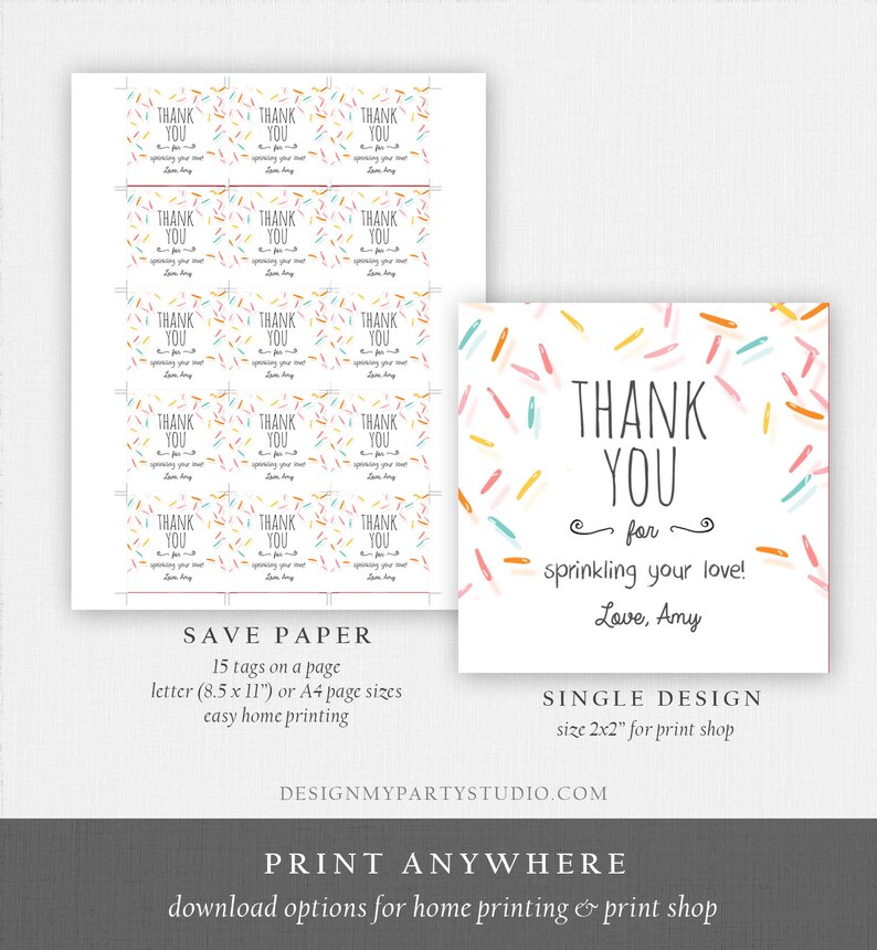 Editable Baby Sprinkle Favor Tags Baby Sprinkle Thank You - Etsy