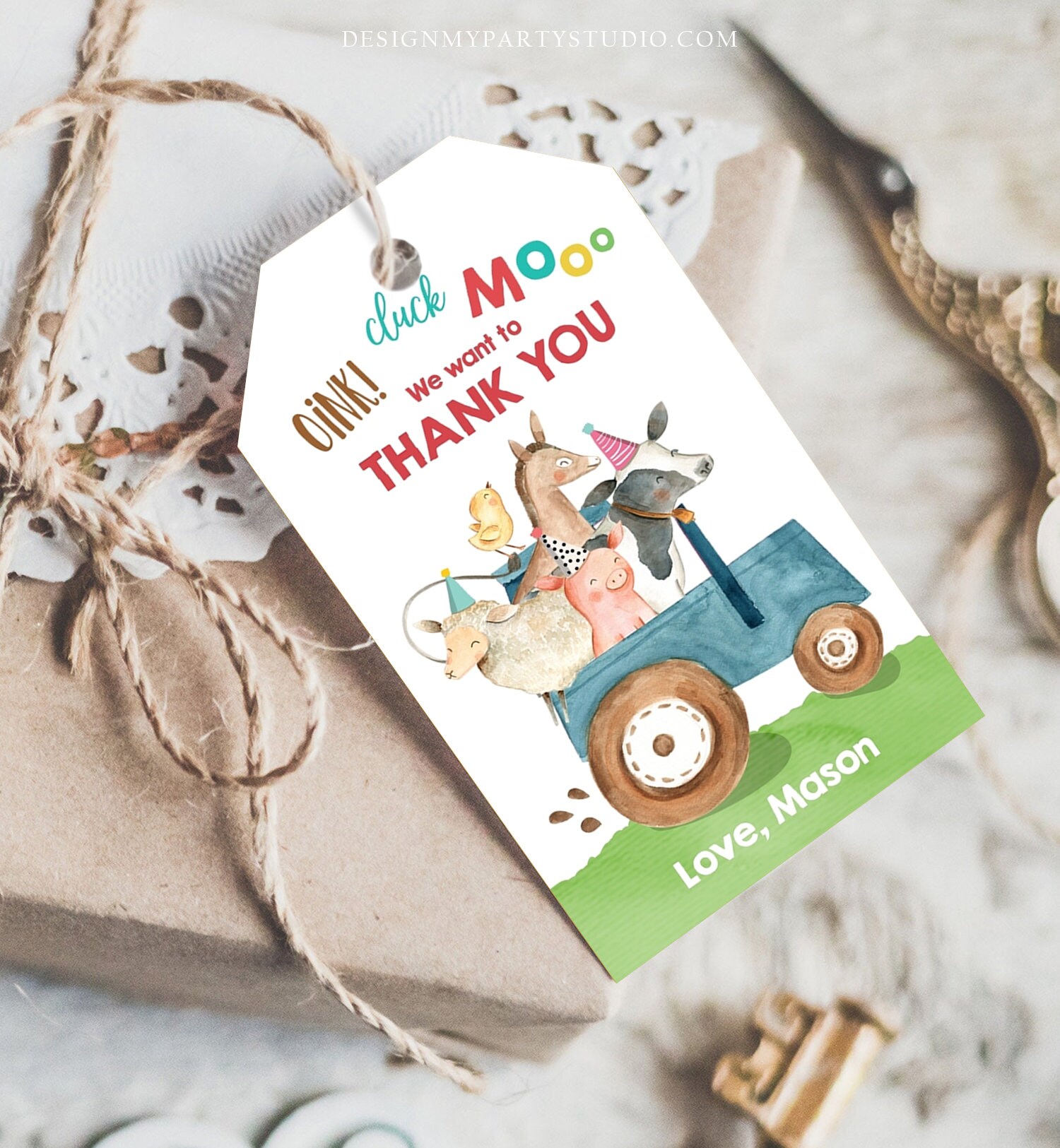 Editable Farm Favor Tags Tags Boy Farm Birthday Thank You Tags Barnyard ...