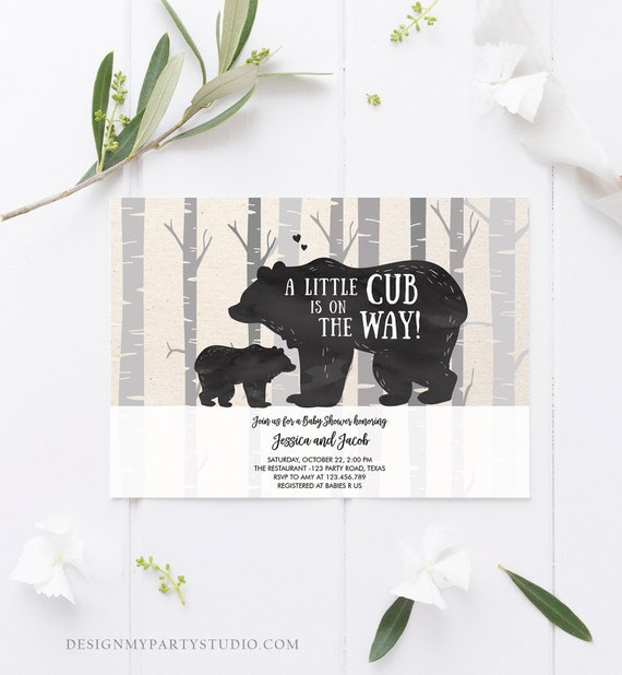 Little Bear Rustic Long Distance Baby Shower Invitation