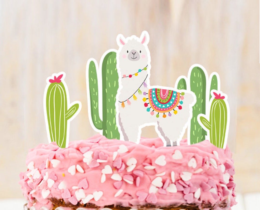 Llama Cake Topper Llama Birthday Llama Party Decor Fiesta Mexican Girl ...