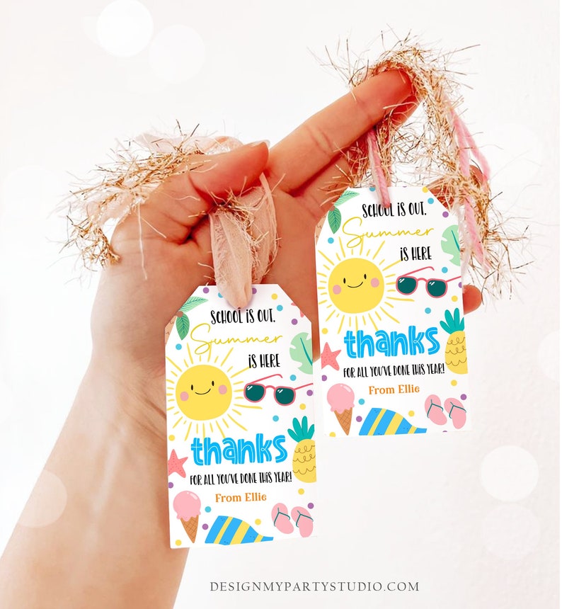 Editable Teacher Appreciation Gift Tags Sunshine Thank You Tag School is Out Summer is Here End of Year Tag Corjl Template Printable 0464 image 2