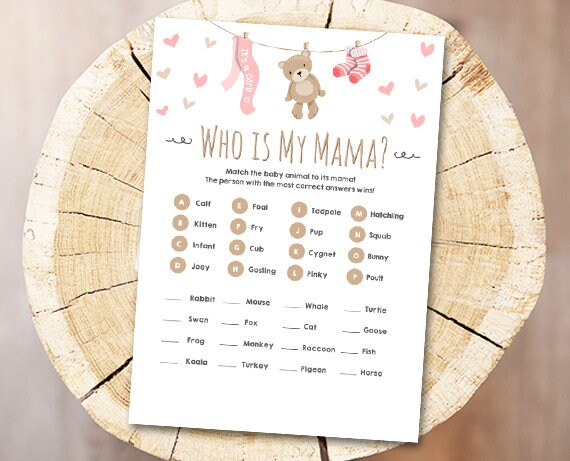 Teddy Bear Baby Shower Game Name the Baby Animals Game Instant Download Digital File Printable Baby Game Shower Activities DIY 0025 Il_570xn