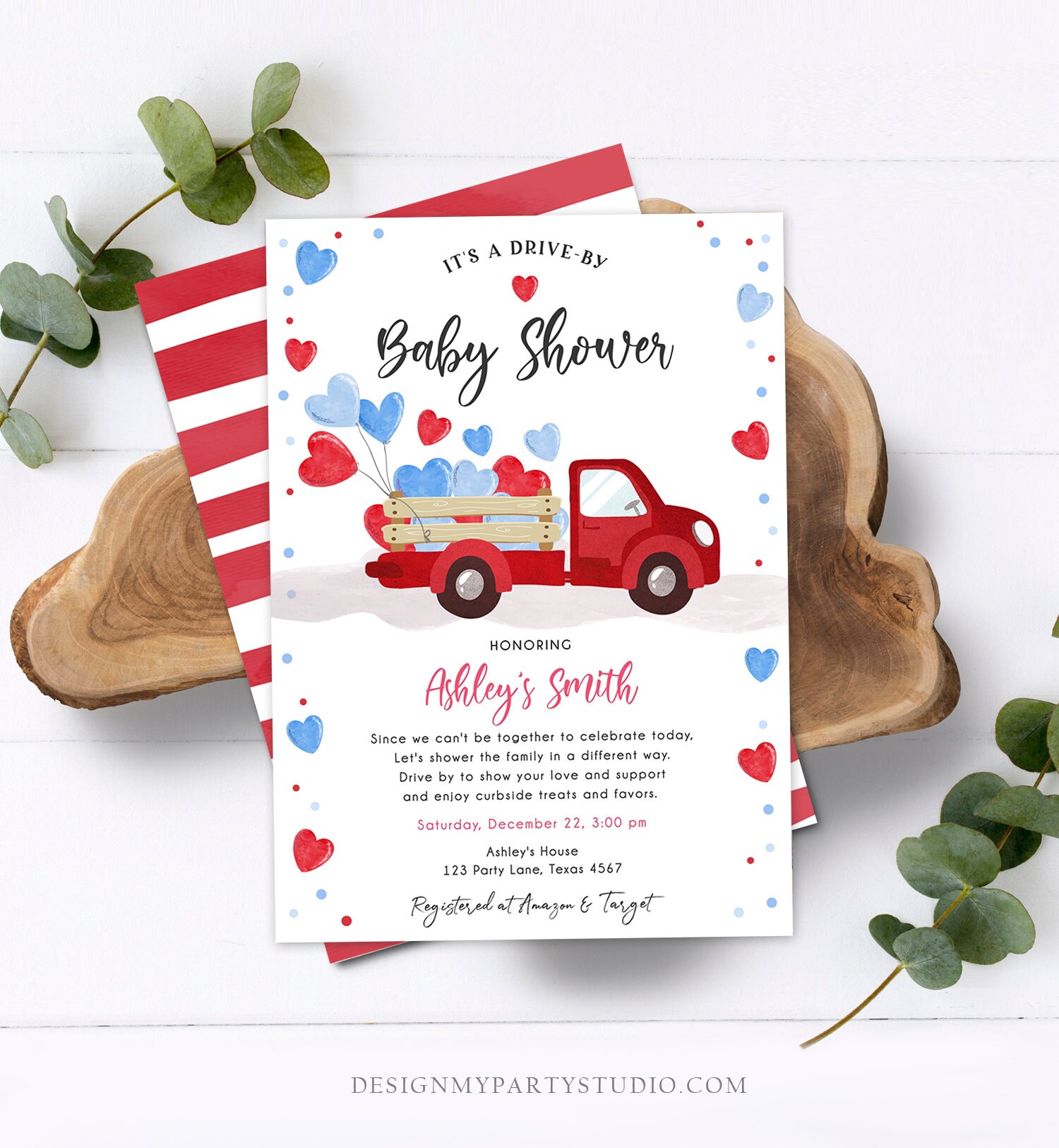Paper Valentine Heart Drive Thru Baby Shower Editable Drive By