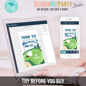 Editable Golf Favor Tags Golf Thank You Par-tee Tags Golfing Birthday Hole in One 1st Birthday Boy Gift Tag Download Corjl Template 0405 image 6