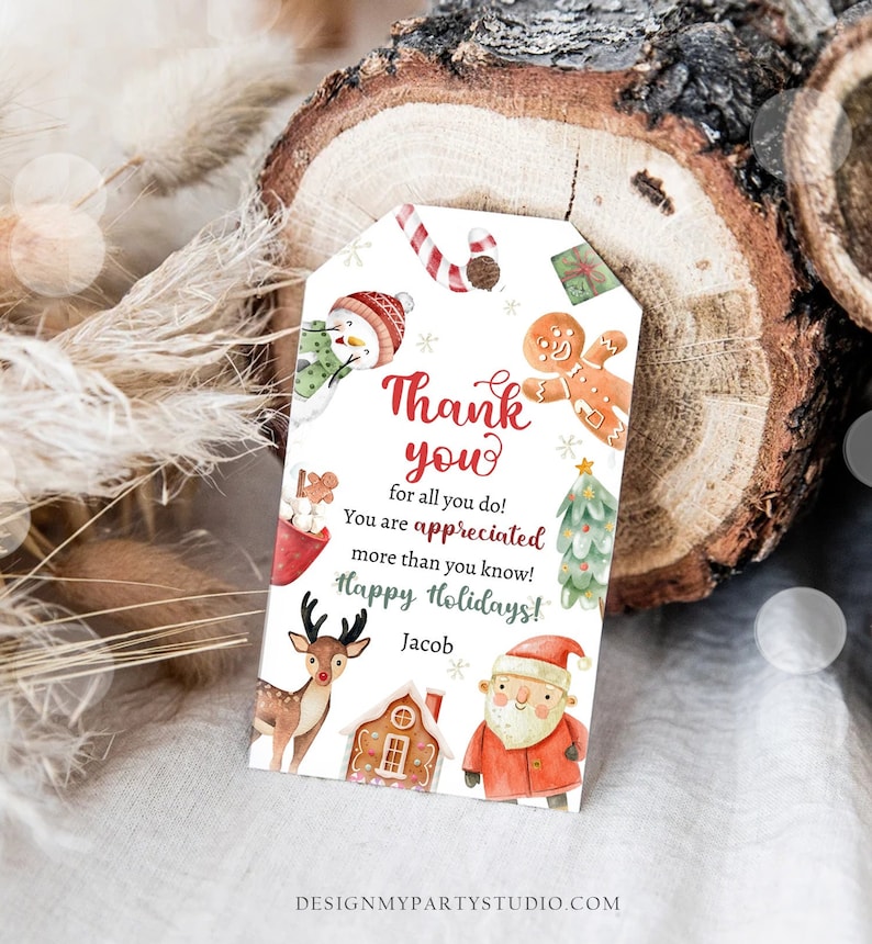 Editable Thank You for All You Do Favor Tag Christmas Gift Holiday ...