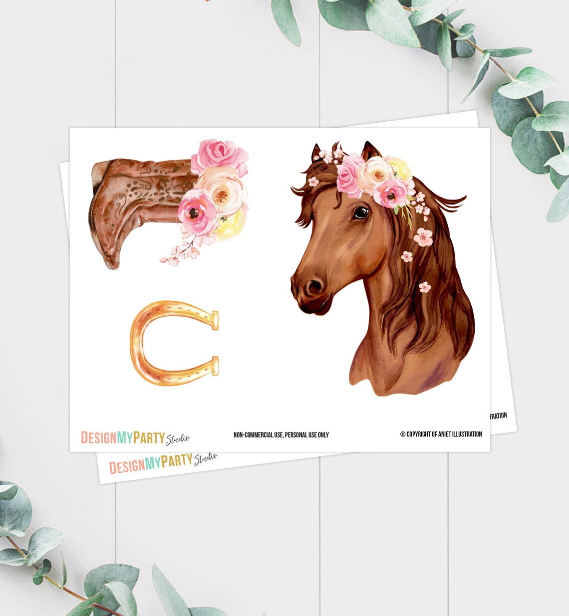 Printable Horse Cake Topper Horse Centerpieces Saddle up Etsy Israel