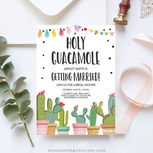 Editable Holy Guacamole Bridal Shower Invitation Fiesta Couples Shower Cactus Succulent Mexican Download Corjl Template Printable 0254 image 2