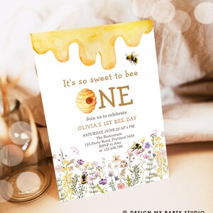 Editable Sweet to Bee One Invitation First Bee-day Party 1st Bee Day ...