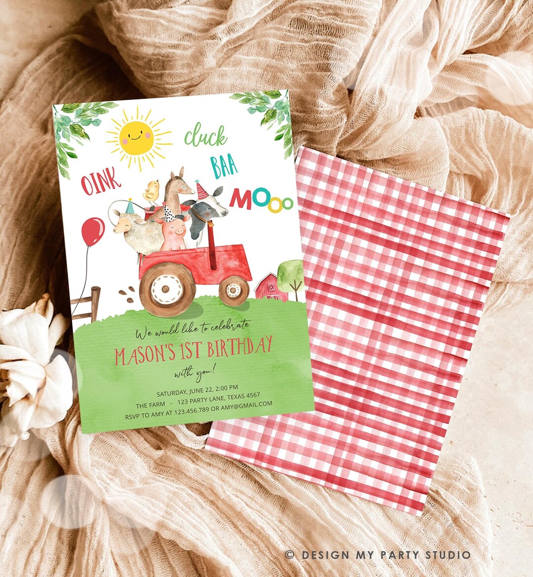 Editable Farm Animals Birthday Invitation Boy Party Animals Boy ...