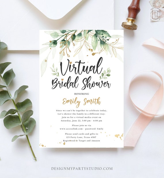 Editable Virtual Bridal Shower Invitation Drive By Through Social