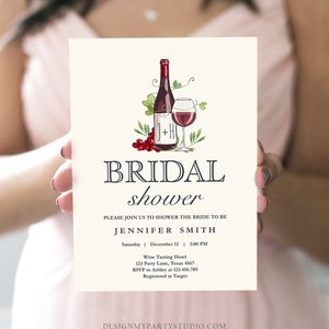 Editable Wine Bridal Shower Invitation Rustic Winery Cheers To Love Country Wine Tasting Couples Download Corjl Template Printable 0234 image 2