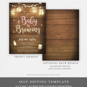 Editable A Baby is Brewing Invitation Bottle and Beers Baby Shower BaByQ BBQ Coed Couples Shower Girl Download Printable Template Corjl 0015 image 5