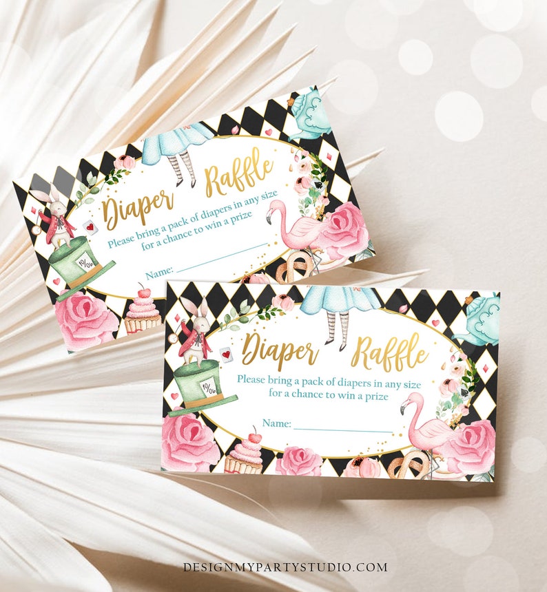 Editable Diaper Raffle Ticket Diaper Game Card Alice in Etsy