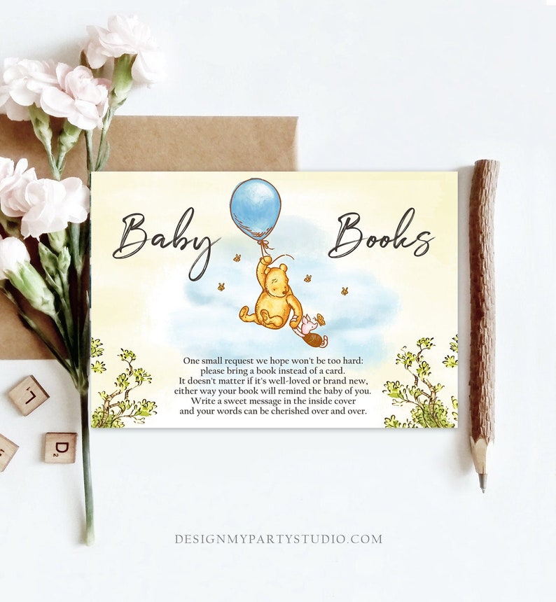 Editable Winnie The Pooh Bring Industry No. 1 a Card Classic Baby Sho Book Max 56% OFF