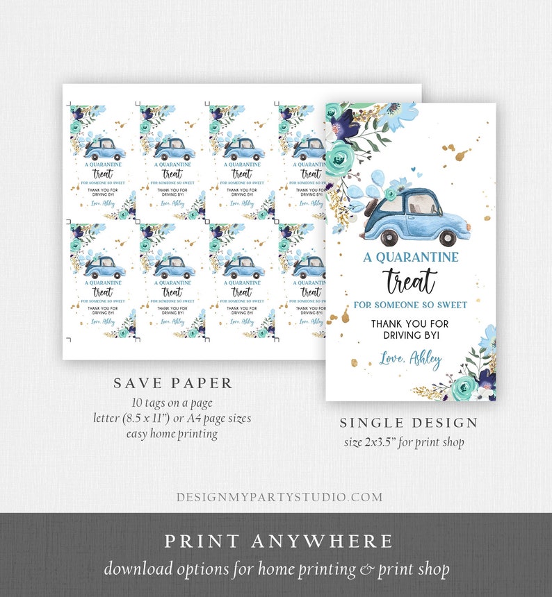 Editable Drive By Favor Tag Drive Through Baby Shower Bridal Etsy
