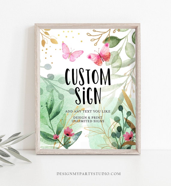 Editable Custom Sign Butterfly Sign Butterfly Decor Butterfly Birthday Baby Shower Garden Table Sign Decor 8x10 Download PRINTABLE 0170 Il_570xn