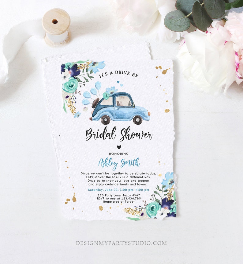 Editable Drive by Bridal Shower Invitation Couples Shower Etsy