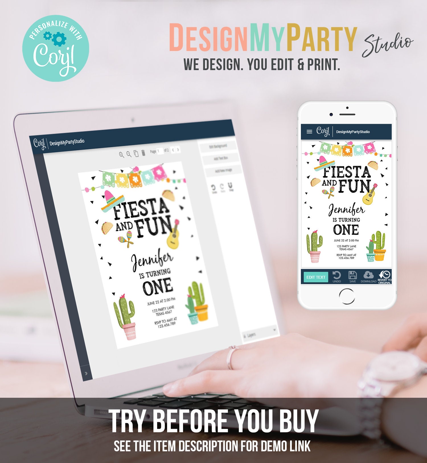 Editable Fiesta and Fun Birthday Invitation First Fiesta - Etsy