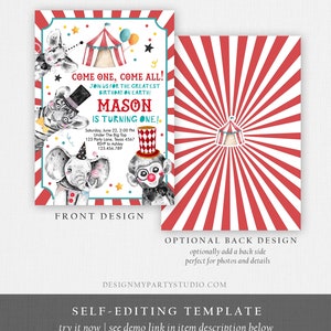 Editable Circus Birthday Invitation Party Animals Circus Invitation Carnival Invite Instant Download Printable Template Digital Corjl 0355 image 6