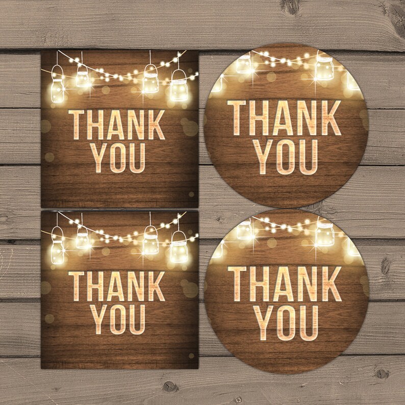 Rustic Thank You Gift Tag Rustic Favor Tags String Lights Wood - Etsy