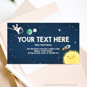 Bearbeitbare Weltraum-Einlegekarte Windel-Verlosungskarte Weltraum-Babyparty Astronaut-Registratur-Karte Duschspiel Digitale Vorlage zum Ausdrucken 0046