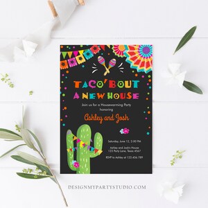 Editable Taco Bout A New House Housewarming Party Invitation Fiesta New Home Cactus Mexican Digital Download Corjl Template Printable 0045 image 2