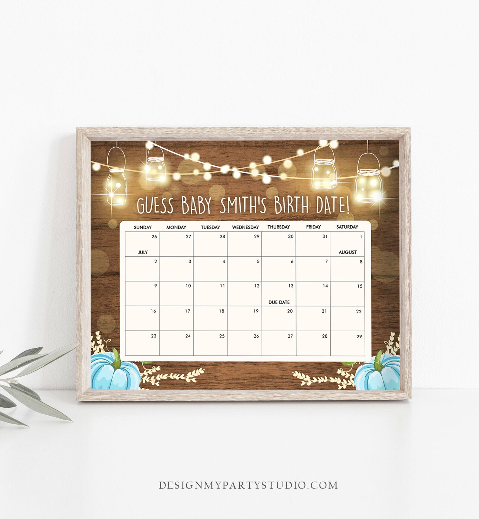 Editable Guess the Birth Date Baby Shower Game Guess Birthday | Etsy