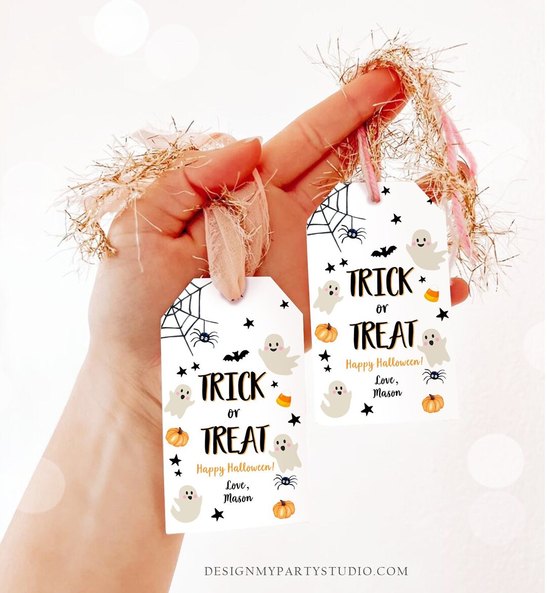 Editable Halloween Birthday Thank You Favor Tags Costume Party Trick or ...