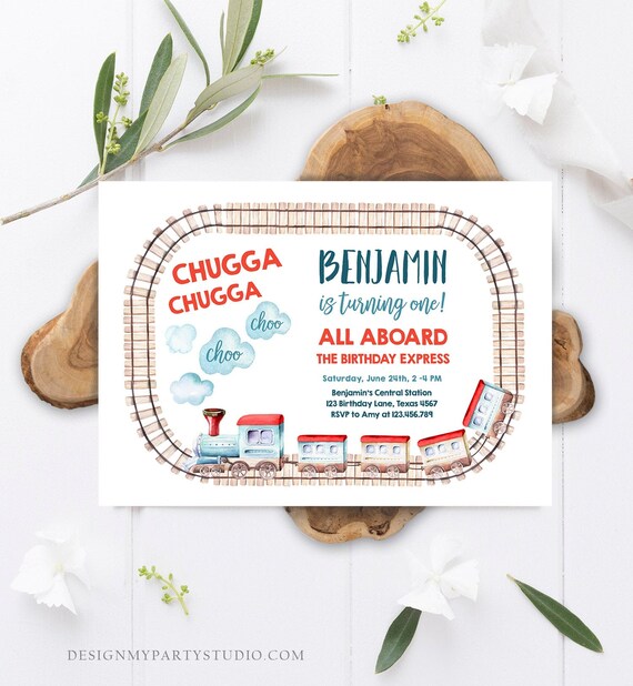 Editable Train Birthday Invitation Vintage Train Party Train Invitation Chugga Choo All Aboard Boy Download Printable Template Corjl 0149 Il_570xn