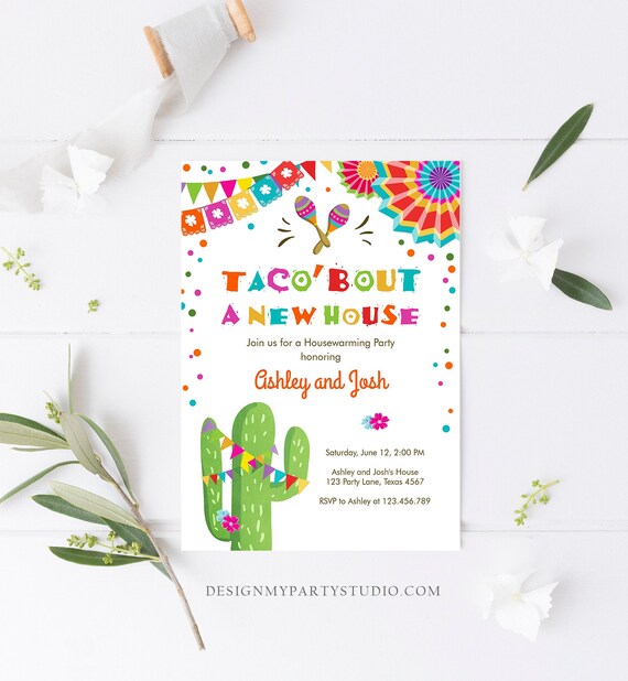 Editable Taco Bout A New House Housewarming Party Invitation Fiesta New Home Cactus Mexican Digital Download Corjl Template Printable 0045 Editable Taco Bout A New House Housewarming Party Invitation Fiesta New Home Cactus Mexican Digital Download Corjl Template Printable 0045