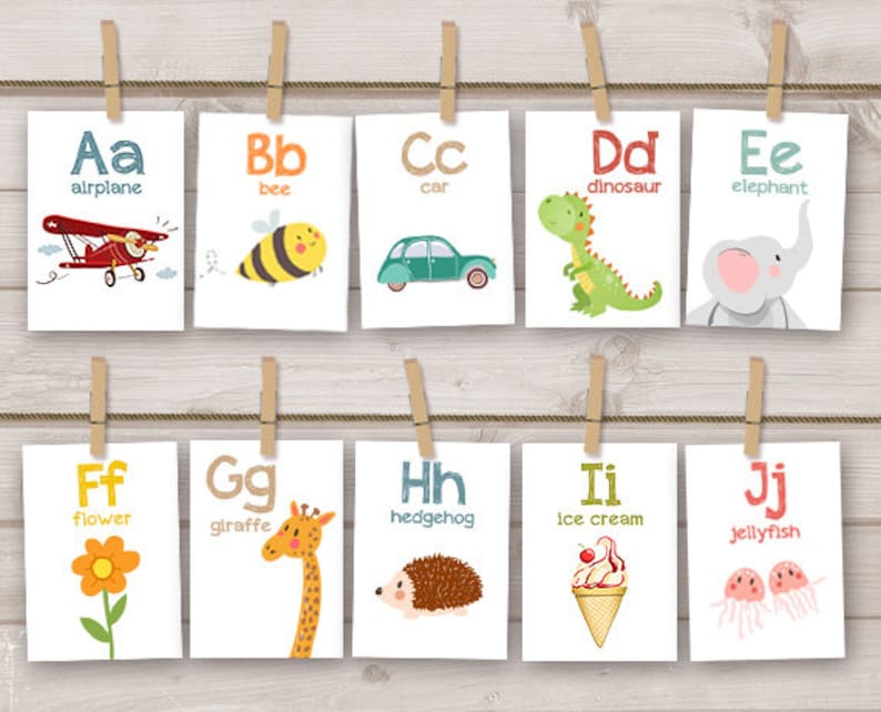 Alphabet Flash Cards ABC Flash Cards Nursery Wall Cards ABC Etsy Canada