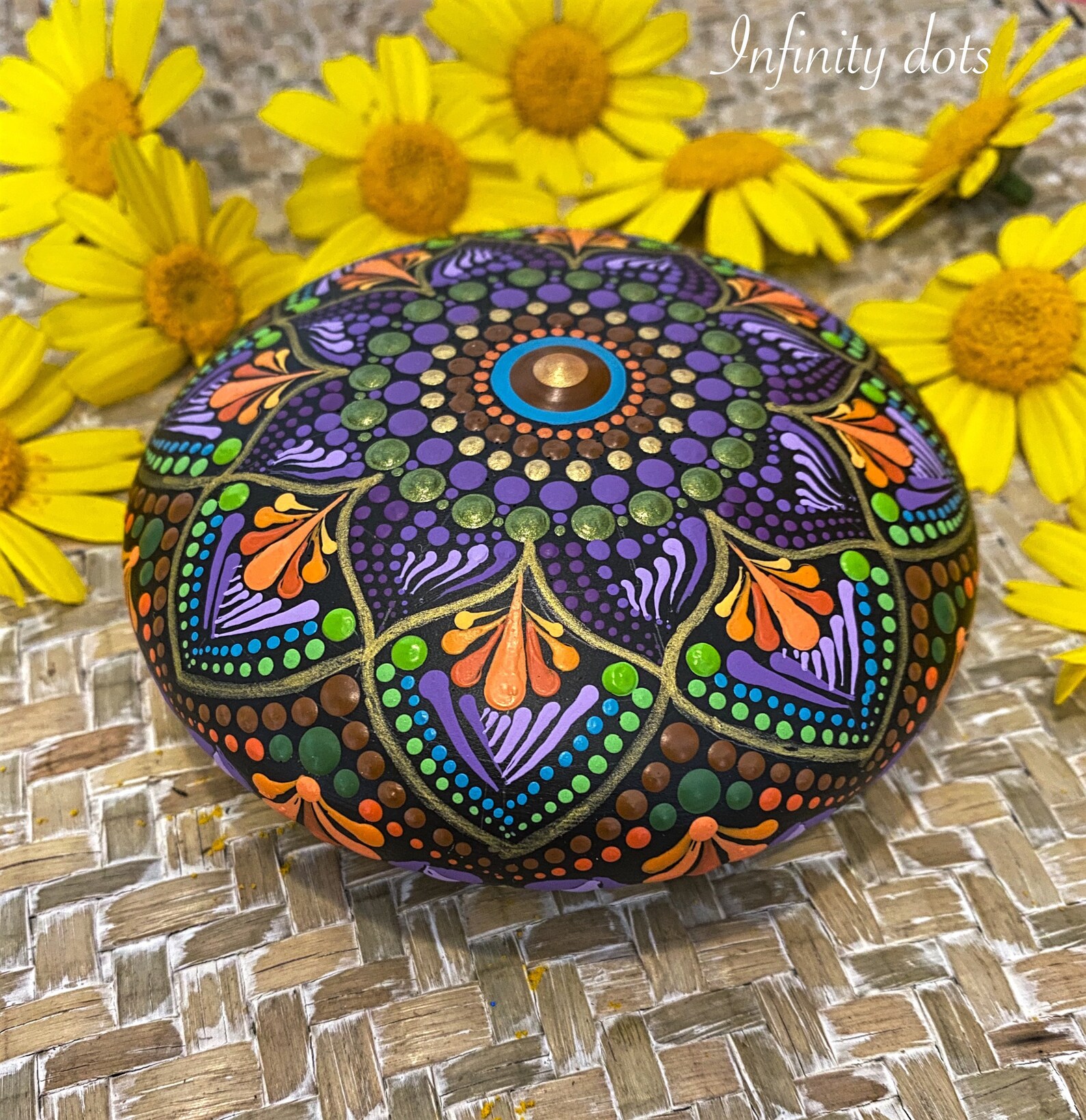 Mandala-Stein Dotting handgefertigt Mandala Kunst Mandala | Etsy