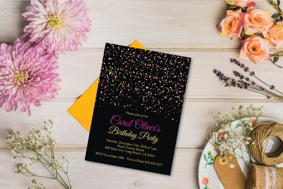 Pink Black 18th Birthday Party Invitation Card Zazzle Com