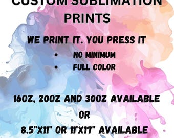 Impresiones de sublimación personalizadas, 20 oz, 30 oz, 40 oz, transferencia para vasos delgados y rectos, hojas impresas, no digitales