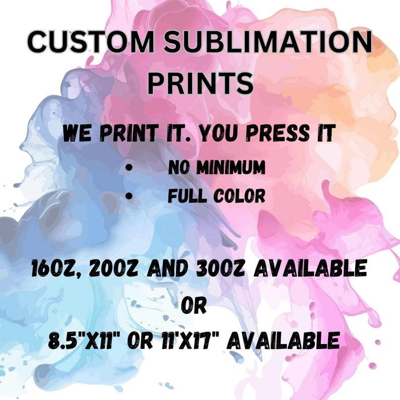 Custom Sublimation Prints, 20oz 30oz, 40oz, Skinny Straight Tumbler Transfer, Printed Sheets, Not Digital Bild 1