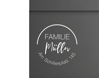 Aufkleber für den Briefkasten // Familienname mit Straße und Hausnummer