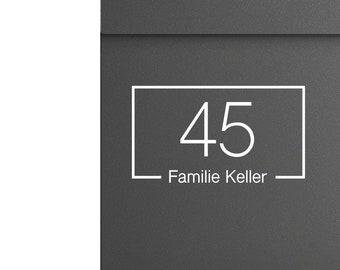 Aufkleber für den Briefkasten // Hausnummer mit Familienname