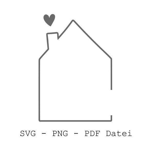 Plotterdatei svg - png - pdf // Haus mit Herz