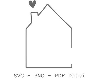 Plotter file svg - png - pdf // House with heart