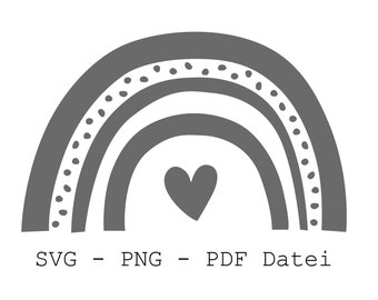 Plotterdatei svg - png - pdf // Regenbogen mit Herz