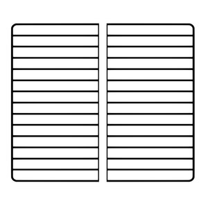 Könnte beinhalten: Ein Schwarzweißbild eines karierten Notizbuchs mit zwei aufgeschlagenen Seiten. Das Notizbuch ist in zwei Abschnitte unterteilt, jeder mit 10 Zeilen.