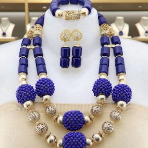 African Wedding Style Jewelry Set - Nigerian Necklace Jewelry Set for Bridal Jewelry