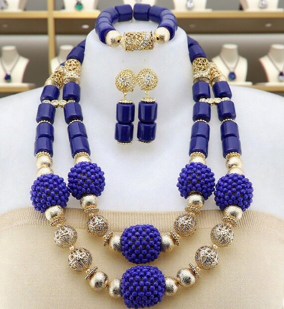 African Wedding Style Jewelry Set Nigerian Necklace Jewelry Set