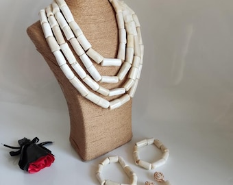 Weiße Korallen Perlen Hochzeit Schmuck Set,Nigeria Hochzeit Schmuck Set, traditionelle Braut Korallen Schmuck Set