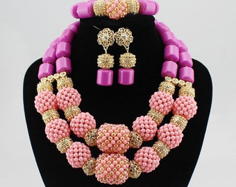 African Beads Jewelry Set in Beads Bride Jewelry, Nigerian Wedding Jewelry Set